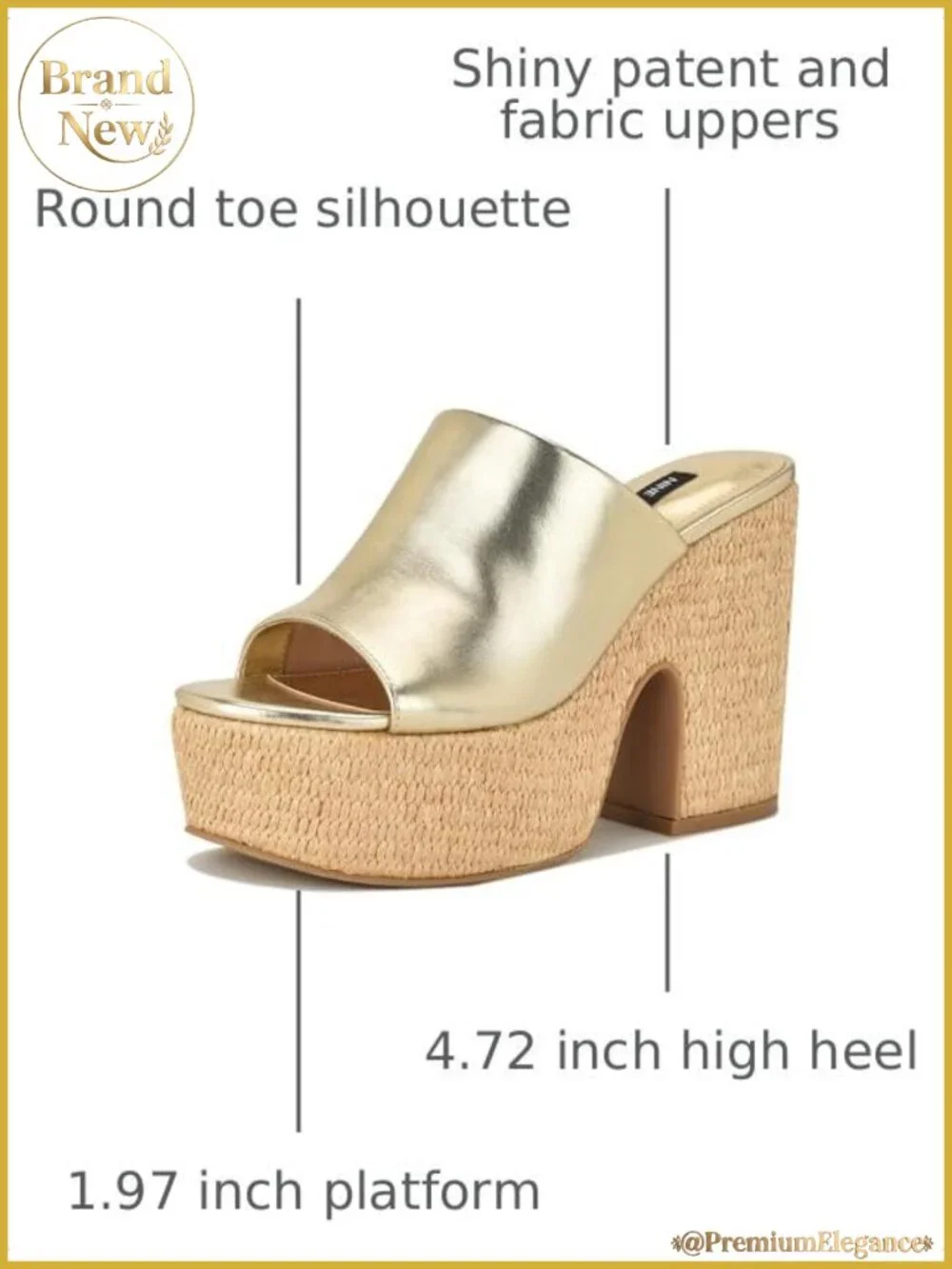 Platform Sandal Open Toe Slingback Slip On Faux Leather 4.72